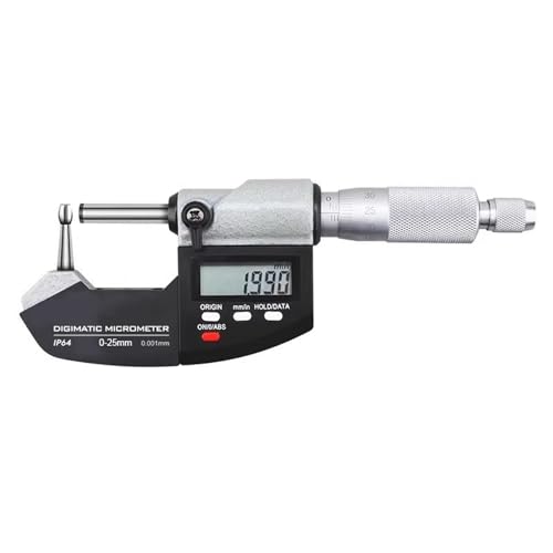Digitaler Wandstärken-Mikrometer 0–25 mm – Feinmessgerät mit gebogener Messfläche, 0,001 mm Auflösung, LCD-Anzeige, für Rohre & Hülsen von XYHAOAI