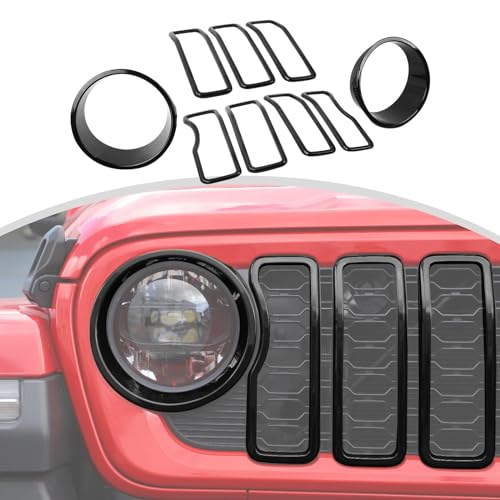 XYHAOAI Frontgrill Einsätze Grilleinsätze & Scheinwerferblenden Abdeckblende für Jeep Wrangler JL JLU 2024+,Schwarz von XYHAOAI