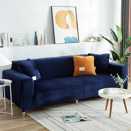 XYHAOAI Sofabezug Sofaschoner Ecksofa L Form Stretch Plüsch Sofa Überzug Couch Cover Geeignet für alle Jahreszeiten, Universal Couch bezug für 1/2/3/4 Sitzer,Blau,4– Sitzer(235–300cm) von XYHAOAI