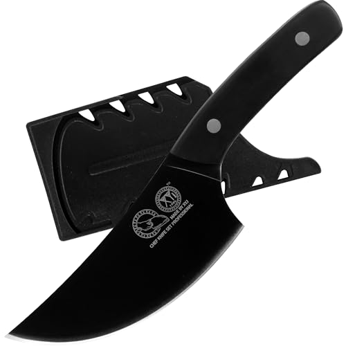 XYJ 5.5 Inch Boning With Sheath,Stainless Steel,Black Fish Fillet Kitchen Knife,Full Tang,Meat Cleaver for Meat Cutting,Carving Knife for Kitchen Outdoor Camping BBQ von XYJ