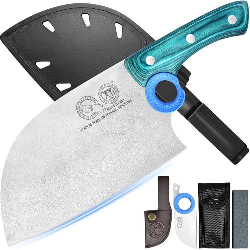 XYJ Authentic Since 1986,Heavy Duty Large Meat Cleaver,Serbian Chef Butcher Knife with Case,Chefs Vegetable Kitchen Knife,Full Tang for Outdoor Camping,Wood Handle with Sheath XYJ Authentic Since 1986,Heavy Duty Large Meat Cleaver,Serbian Chef Butcher Knife with Case,Chefs Vegetable Kitchen Knife,Full Tang for Outdoor Camping,Wood Handle with Sheath von XYJ