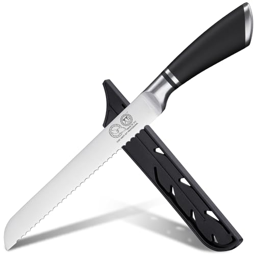 XYJ Authentic Since 1986,Serrated Bread Knife 8 Inch Stainless Steel Ultra Sharp,Ergonomic Handle,Serrated Blade Kitchen Knife With Sheath,Serrated Knife for Bread Cake Dessert XYJ Authentic Since 1986,Serrated Bread Knife 8 Inch Stainless Steel Ultra Sharp,Ergonomic Handle,Serrated Blade Kitchen Knife With Sheath,Serrated Knife for Bread Cake Dessert von XYJ