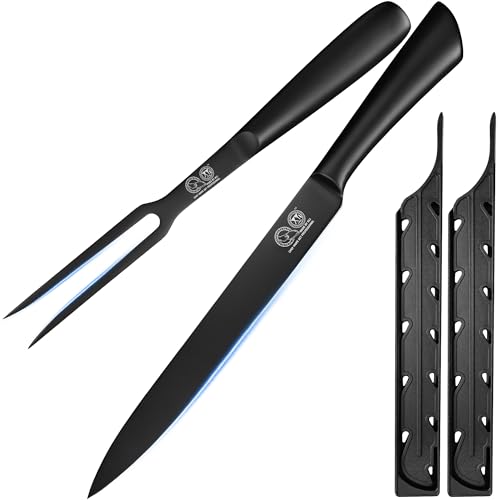 XYJ Carving Knife Set, 10 Inch Slicing Knife and Fork, Stainless Steel Professional Carving Knife, Meat Cleaver Knife With Ergonomic Handle, Kitchen Knife for Home von XYJ