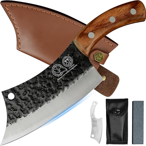 XYJ Full Tang 6,2 Zoll Taktisches Küchenmesser Cleaver Kochmesser Mit Lederscheide 4Cr13 Edelstahl Schneiden Schneiden Metzgermesser Geburtstagsgeschenke für Frauen Männer Geschenke Geschenke zum von XYJ