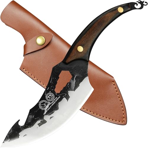 XYJ Full Tang 6,5 Zoll Slice Messer Jagd Schlachtmesser Tranchiermesser mit Lederscheide & Mini-Messer & Whetstone von XYJ