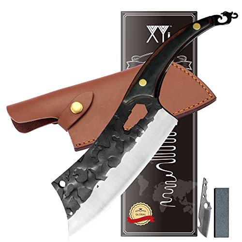 XYJ Full Tang 7 Zoll Entbeinen Messer mit gehämmerten Finger Hole Klinge Chef Nakiri Messer Fleisch Fisch Slice Messer mit Scheide & Whetstone kommen von XYJ