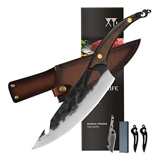 XYJ Full Tang 8 Zoll Chinese Vegetable Knives Slicing Knife mit Flaschenöffner Chef Butcher Knives Sharpener Stone Mini Knife Leather XYJ Full Tang 8 Zoll Chinese Vegetable Knives Slicing Knife mit Flaschenöffner Chef Butcher Knives Sharpener Stone Mini Knife Leather von XYJ