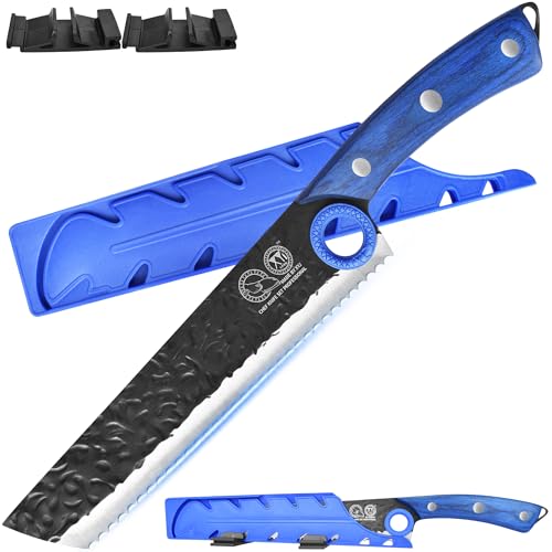 XYJ Hand Forged Bread Knife,Bread Serrated Knife 8 Inch,High Carbon Steel,Ultra Sharp Serrated Kitchen Knife for Bread,Cake,Dessert,Full Tang Bread Cutting Knife with Wood Handle XYJ Hand Forged Bread Knife,Bread Serrated Knife 8 Inch,High Carbon Steel,Ultra Sharp Serrated Kitchen Knife for Bread,Cake,Dessert,Full Tang Bread Cutting Knife with Wood Handle von XYJ