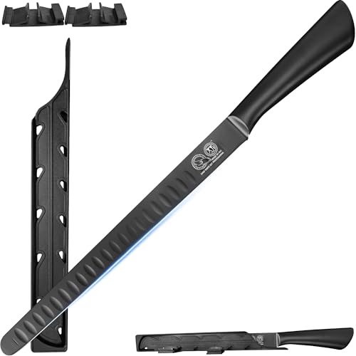 XYJ Japanese Kitchen Knife, 10 Inch Stainless Steel Slicing Knife With Blade Cover, Ergonomic Handle, Professional Chef Knife for Ham, Meat XYJ Japanese Kitchen Knife, 10 Inch Stainless Steel Slicing Knife With Blade Cover, Ergonomic Handle, Professional Chef Knife for Ham, Meat von XYJ