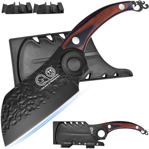 XYJ Kitchen Knife Meat Cleaver, Forged Chef Knife High Carbon Steel Butcher Knife with Full Tang Handle, 6.5 Inch Vegetable Cutting Knife With Plastic Sheath XYJ Kitchen Knife Meat Cleaver, Forged Chef Knife High Carbon Steel Butcher Knife with Full Tang Handle, 6.5 Inch Vegetable Cutting Knife With Plastic Sheath von XYJ