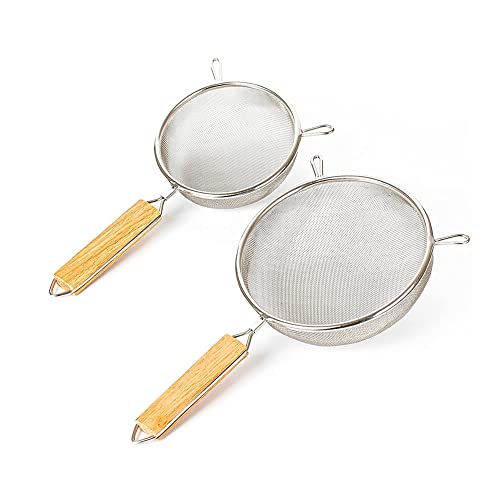 2 Stück Feines Sieb Set, Sieb Edelstahl, Sieb Fein Set mit Griff, Küchensieb aus Edelstahl, Kitchen Quinoa Sieb, Küchensieb aus Edelstahl, mit Griff, Zur Herstellung von Mehl, Puderzucker, Filtertee von XYJJ