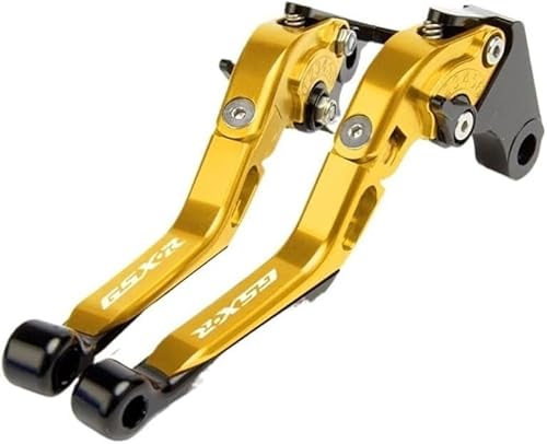 XYJTC Motorradkupplungshebel, Motorradbrems- und Kupplungshebel for Suzuki for GSXR600 for GSXR750 for GSXR1000 for K1 for K2 Verstellbare Klappgriffe Hebel, Motorradbremskupplung(Gold) von XYJTC