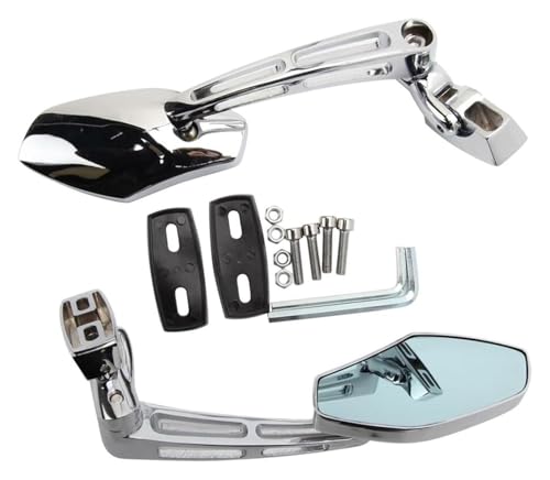 XYJTC Motorradspiegel, for Kawa&saki for ZX6R 2000-2012 for ZX9R 1994-2003 for ZX10R 2004-2010 Motorrad-Rückspiegel Rückspiegel Moto-Lenkerspiegel (Schwarz)(Chrome) von XYJTC