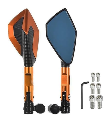 XYJTC Motorradspiegel, for Y&amaha for MT-03 for MT-25 2005-2019 CNC-Aluminium-Motorrad-Rückspiegel Blauer Blendschutz-Rückspiegel Moto-Lenkerspiegel (B-Rot)(B-Orange) von XYJTC