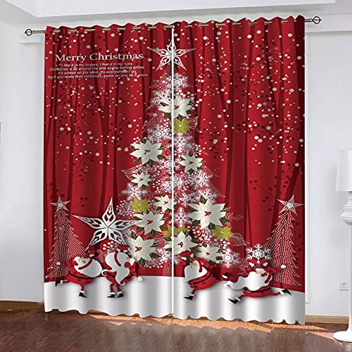 XYLLYT Winddichte und lichtdichte Weihnachtsvorhänge aus Seide für Schlaf- und Wohnzimmer, licht-, schall- und Winddichte Vorhänge 220x215cm von XYLLYT