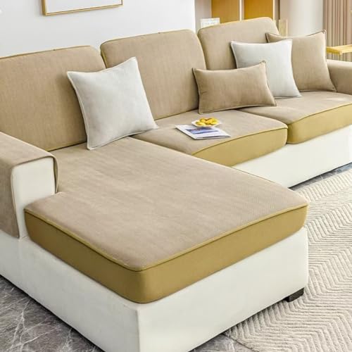 XYMJT Fischgräten-Chenille-Sofabezug for 1/2/3-Sitzer, rutschfeste Sofa-Schonbezüge for Eck-L-Form, Couch-Bezug, Gesteppte Eck-Schonbezüge for Wohnzimmer (Color : Coffee Color, Size : 60 * 150cm) von XYMJT