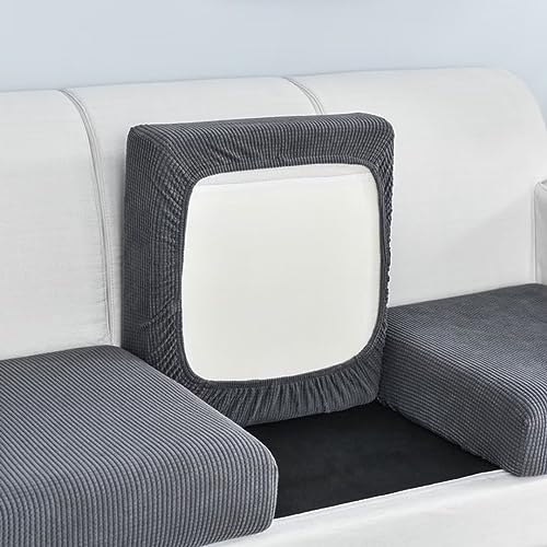 XYMJT Sofakissenbezüge, Stretch-Sofa-Sitzkissenbezüge, Couch-Kissenbezüge, Ersatz-Möbelschutz, Sitz for Wohnzimmer, individuelles Kissen (Color : Dark Gray, Size : 2 Seats) von XYMJT