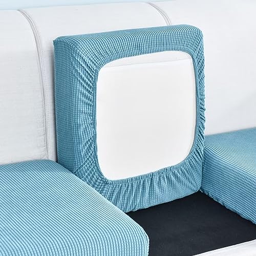 XYMJT Sofakissenbezüge, Stretch-Sofa-Sitzkissenbezüge, Couch-Kissenbezüge, Ersatz-Möbelschutz, Sitz for Wohnzimmer, individuelles Kissen (Color : Light Blue, Size : Large 1 seat) von XYMJT