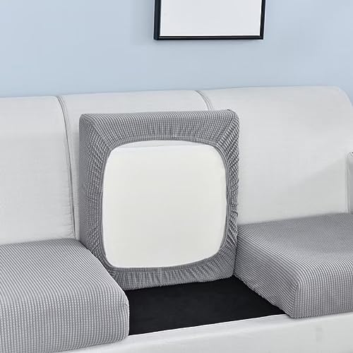 XYMJT Sofakissenbezüge, Stretch-Sofa-Sitzkissenbezüge, Couch-Kissenbezüge, Ersatz-Möbelschutz, Sitz for Wohnzimmer, individuelles Kissen (Color : Light Grey, Size : Large 1 seat) von XYMJT