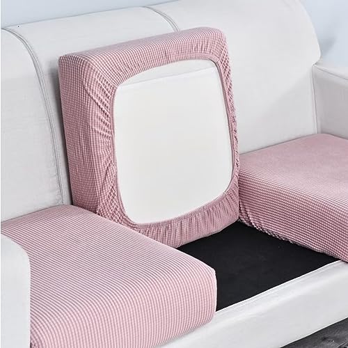 XYMJT Sofakissenbezüge, Stretch-Sofa-Sitzkissenbezüge, Couch-Kissenbezüge, Ersatz-Möbelschutz, Sitz for Wohnzimmer, individuelles Kissen (Color : Light Pink, Size : 3 Seats) von XYMJT