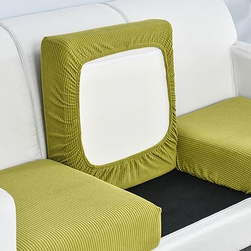 XYMJT Sofakissenbezüge, Stretch-Sofa-Sitzkissenbezüge, Couch-Kissenbezüge, Ersatz-Möbelschutz, Sitz for Wohnzimmer, individuelles Kissen (Color : Yellow-Green, Size : 1 seat) von XYMJT