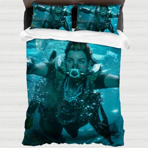 XYOK Aloy Bettwäsche 135x200 3teilig Horizon Bettbezüge mit 2 Kissenbezüge,Bettwäsche-Sets Fanartikel aus Mikrofaser mit Reißverschluss Weich (Aloy2, 135x200cm) von XYOK