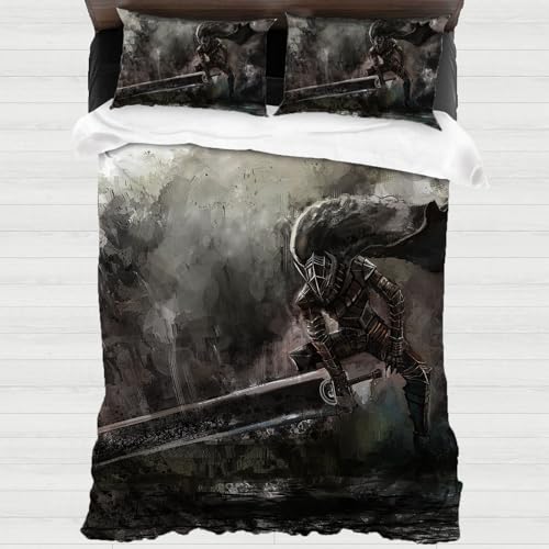 XYOK Berserk Bettwäsche-Sets Anime 3D Drucken Schlafzimmer dekorative Guts Muster Bettbezüge Kinder Jugendliche Geschenke Bettwäsche (Berserk1, 135x200) von XYOK