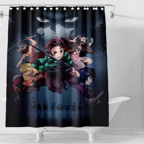 XYOK Demon Slayer Duschvorhang 180x200cm 3D Drucken Badvorhang Wasserdicht Vorhang für Dusche und Badewanne Kinder Jugendliche Junge und Mädchen (Demon Slayer) von XYOK