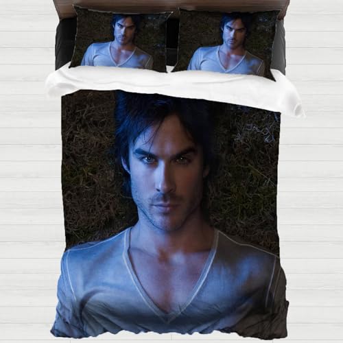 XYOK The Vampire Diaries Bettwäsche 135x200cm Kinder Bettbezug Kissenbezüge 3D Drucken Bettwäsche-Sets 3-teilig Mit Reißverschluss Bettwäsche Fanartikel (TVD) von XYOK