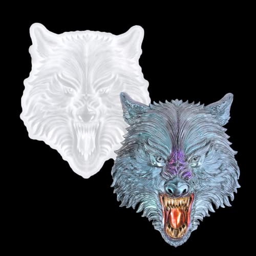 XYQHOAC Große Wolf-Harzform, 3D-Wolf-Silikonformen, Wandbehang, Harzform, Wolfskopf, Silikonform, Harz, Tierwolf, Formen für DIY Wandbehang, Kunst, Handwerk, Tisch, Heimdekoration (Wolfsform) von XYQHOAC