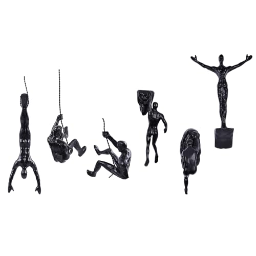 XYQXYQ Kletterer-Skulptur, 6 Stück, Moderne Dekorative Wandkunst, Männliche Figur, Kreative Rostkletterkunst für Heim-Dekoration von XYQXYQ