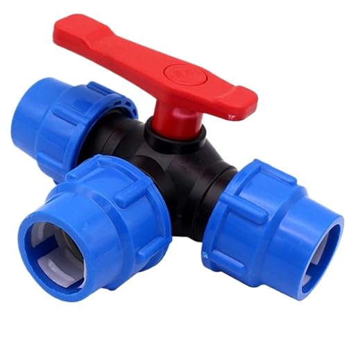 XYRGPQYI 1/2 "3/4" 1 "1-1/4“ 1-1/2“ 2 "PE-Rohr-Schnellverbinder 3-Wege-Ventil T-Typ Kunststoff-Kugelhahn Wasserrohrverschraubung(1-1/2") von XYRGPQYI