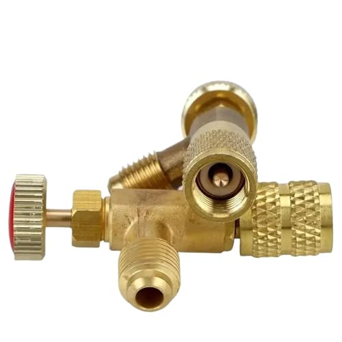XYRGPQYI 1/4" Klimaanlage Fluor-Sicherheits-Handventil-Adapter for R410A und R22 Kältemittel, Flüssigkeits-Sicherheitsventil(B) von XYRGPQYI