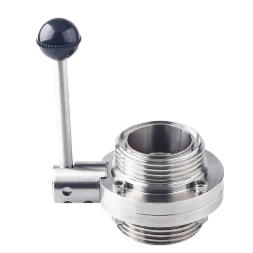 XYRGPQYI 3/4" 1" 1-1/4" 1-1/2" 2" 3'' Edelstahl SS304 Sanitär-Außengewinde-Schmetterlingsventil SMS-Gewinde(38xMaleThread 59.5mm) von XYRGPQYI
