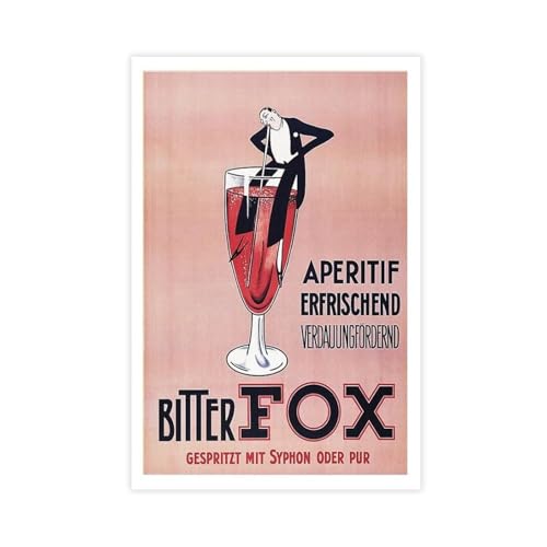 XYSWDD Aperitif Erfrischend Bitter Fox, Gespritzt mit Siphon oder Pur Vintage-Poster auf Leinwand, modernes Poster, Wandkunstdruck, Gemälde, Wohnzimmer, Schlafzimmer, 20 x 30 cm XYSWDD Aperitif Erfrischend Bitter Fox, Gespritzt mit Siphon oder Pur Vintage-Poster auf Leinwand, modernes Poster, Wandkunstdruck, Gemälde, Wohnzimmer, Schlafzimmer, 20 x 30 cm von XYSWDD