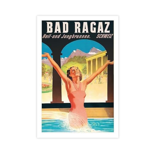XYSWDD Bad Ragaz Schweiz Retro-Reiseposter auf Leinwand, modernes Poster, Wandkunstdrucke, Gemälde, Wohnzimmer, Schlafzimmer, Dekoration, 50 x 75 cm XYSWDD Bad Ragaz Schweiz Retro-Reiseposter auf Leinwand, modernes Poster, Wandkunstdrucke, Gemälde, Wohnzimmer, Schlafzimmer, Dekoration, 50 x 75 cm von XYSWDD