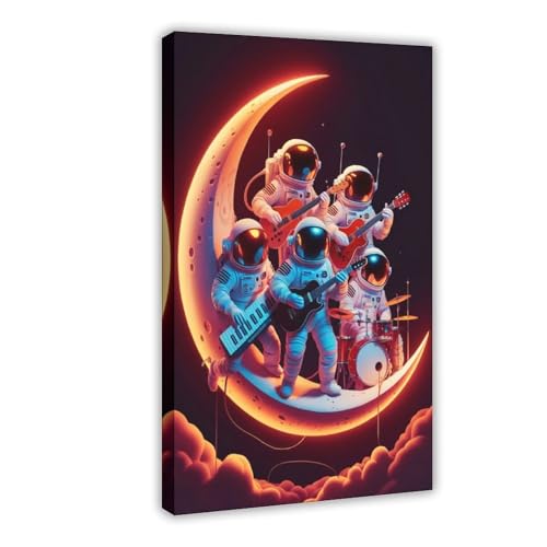 XYSWDD Leinwandbild, Poster und Drucke, Motiv: "A Cosmic Jam Session Under The Stars", Motiv: Astronauten rocken, 50 x 75 cm von XYSWDD