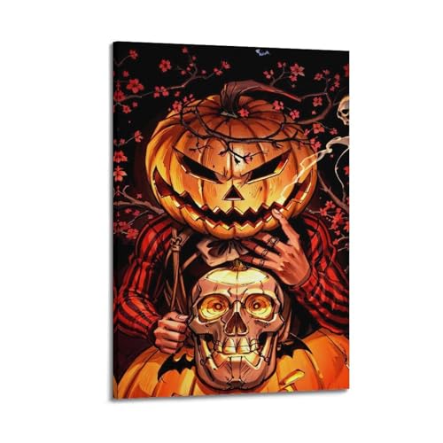 XYSXYCP Leinwand-Wandkunst, Halloween-Poster, gruseliger Kürbis-Schädel, modernes Wohnzimmer, Schlafzimmer, Dekoration, 40 x 60 cm XYSXYCP Leinwand-Wandkunst, Halloween-Poster, gruseliger Kürbis-Schädel, modernes Wohnzimmer, Schlafzimmer, Dekoration, 40 x 60 cm von XYSXYCP