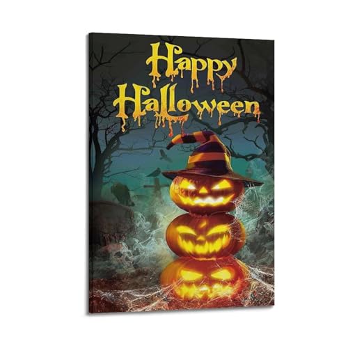 XYSXYCP Leinwandbild, Halloween-Poster, gruseliger Kürbis-Stapel, modernes Wohnzimmer, Schlafzimmer, Dekoration, 60 x 90 cm XYSXYCP Leinwandbild, Halloween-Poster, gruseliger Kürbis-Stapel, modernes Wohnzimmer, Schlafzimmer, Dekoration, 60 x 90 cm von XYSXYCP