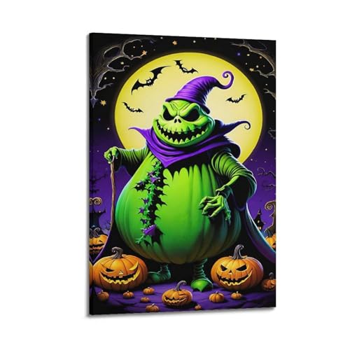 XYSXYCP Leinwandbild, Halloween-Poster, verspieltes grünes Kürbismonster, moderne Wohnzimmer-Schlafzimmer, Dekoration, 50 x 75 cm XYSXYCP Leinwandbild, Halloween-Poster, verspieltes grünes Kürbismonster, moderne Wohnzimmer-Schlafzimmer, Dekoration, 50 x 75 cm von XYSXYCP