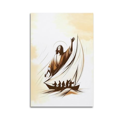 XYSXYCP Leinwandbild, christliches Poster, Führung Jesusboot, modernes Wohnzimmer-Schlafzimmer, 20 x 30 cm XYSXYCP Leinwandbild, christliches Poster, Führung Jesusboot, modernes Wohnzimmer-Schlafzimmer, 20 x 30 cm von XYSXYCP