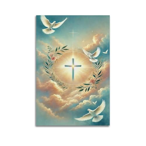 XYSXYCP Leinwandbild, christliches Poster, wunderschönes CrossandDoves, modernes Wohnzimmer-Schlafzimmer, 20 x 30 cm XYSXYCP Leinwandbild, christliches Poster, wunderschönes CrossandDoves, modernes Wohnzimmer-Schlafzimmer, 20 x 30 cm von XYSXYCP