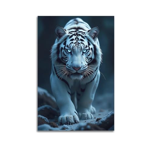 XYSXYCP Wandkunst, Bild mit blauen Augen, weißer Tiger, Poster, moderne Familie, für Wohnzimmer, Dekoration, 40 x 60 cm von XYSXYCP