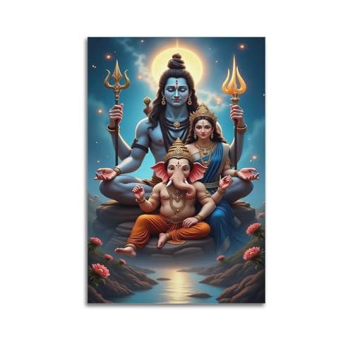 XYSXYCP Wandkunst-Fotoalbum, HinduGod-Poster, SacredFamilyGanesha, moderne Familie für Wohnzimmer, Dekoration, 50 x 75 cm XYSXYCP Wandkunst-Fotoalbum, HinduGod-Poster, SacredFamilyGanesha, moderne Familie für Wohnzimmer, Dekoration, 50 x 75 cm von XYSXYCP