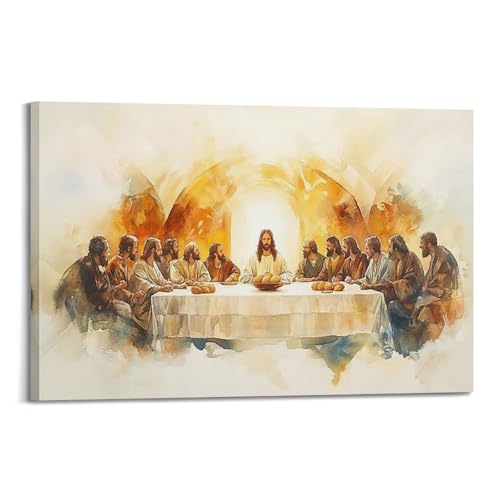 XYSXYCP Wandkunst-Fotoalbum, christliches Poster, warmes Aquarell, letztes Abendmahl, Jesus und Jünger, moderne Familie, für Wohnzimmer, Dekoration, 50 x 75 cm XYSXYCP Wandkunst-Fotoalbum, christliches Poster, warmes Aquarell, letztes Abendmahl, Jesus und Jünger, moderne Familie, für Wohnzimmer, Dekoration, 50 x 75 cm von XYSXYCP