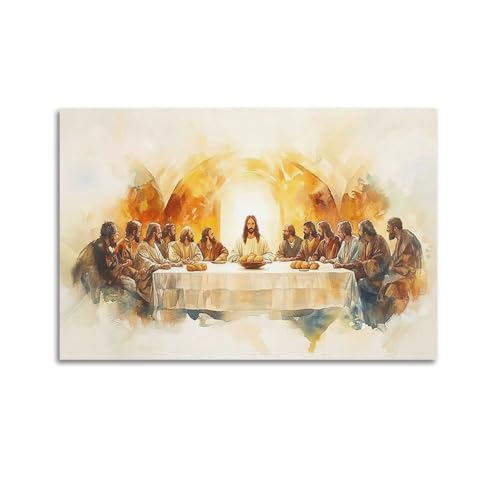 XYSXYCP Wandkunst-Fotoalbum, christliches Poster, warmes Aquarell, letztes Abendmahl, Jesus und Jünger, moderne Familie, für Wohnzimmer, Dekoration, 60 x 90 cm XYSXYCP Wandkunst-Fotoalbum, christliches Poster, warmes Aquarell, letztes Abendmahl, Jesus und Jünger, moderne Familie, für Wohnzimmer, Dekoration, 60 x 90 cm von XYSXYCP