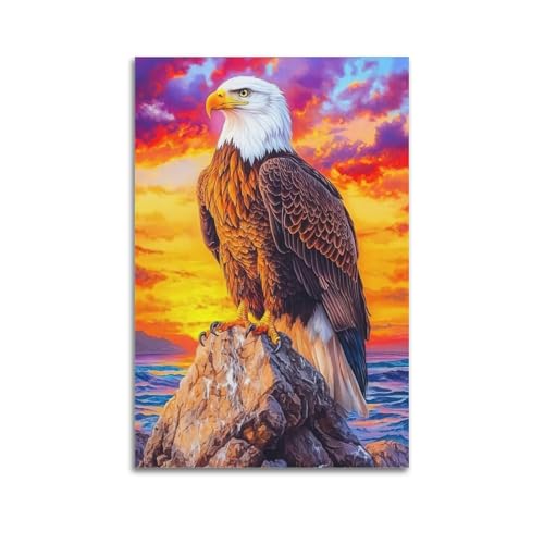 XYSXYCP Wandkunstdruck, Adler auf Küstenfelsen bei Sonnenuntergang, leuchtendes Poster, moderne Familie, für Wohnzimmer, Dekoration, 60 x 90 cm XYSXYCP Wandkunstdruck, Adler auf Küstenfelsen bei Sonnenuntergang, leuchtendes Poster, moderne Familie, für Wohnzimmer, Dekoration, 60 x 90 cm von XYSXYCP