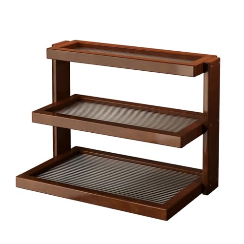 3-stufiger Becherhalter aus Bambus for die Arbeitsplatte, Regal for die Schreibtischaufbewahrung, multifunktionales Küchenregal, Küchen-Ölflaschen-Organizer, for Hause von XYUERU