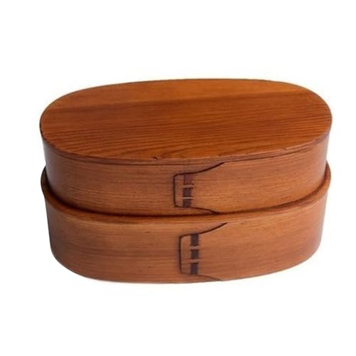Bento-Box aus Holz für Mittagessen,Picknick Arbeits Lunchbox mit Doppelschicht,Sushi Box Lebensmittelbehälter für Zuhause, Picknick im Freien, Bauernhaus(Yellow) von XYUERU