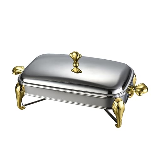 Buffet Chafing Dish, Edelstahl Warmhaltebehälter Thermostat-Töpfe Speisewärmer mit griff,Essenserwärmung für Catering Party Hochzeit Buffet(Gold,2.9L) von XYUERU